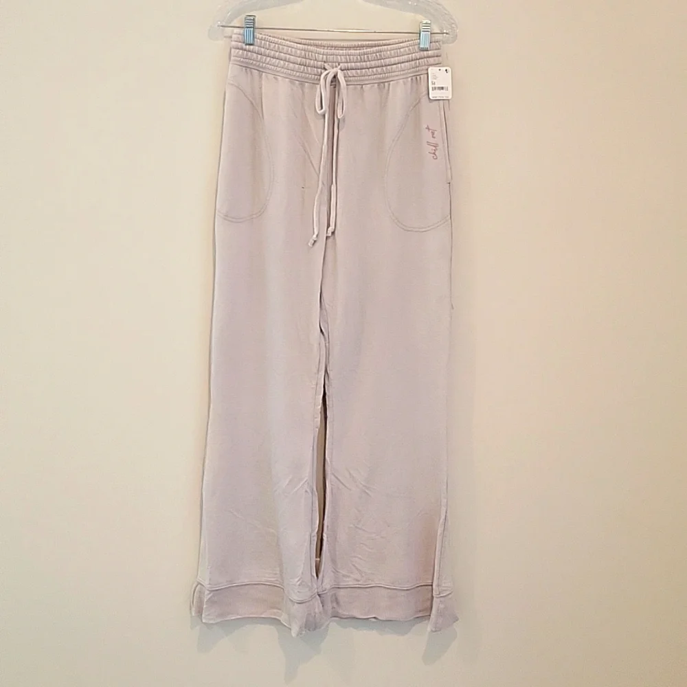 Free People Pale Blush Wide-Leg Drawstring Lounge Pants